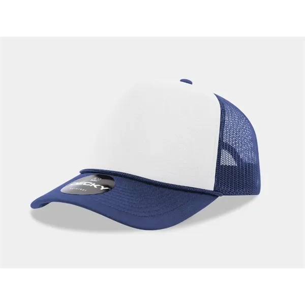 5-panel foam trucker hat with mesh back, curved visor, and snapback... from ASI 72657 Active Life Promo