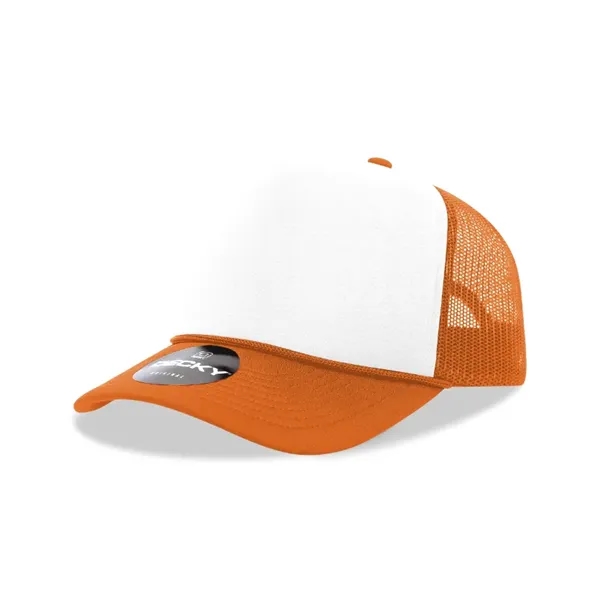 5-panel foam trucker hat with mesh back, curved visor, and snapback... from ASI 72657 Active Life Promo