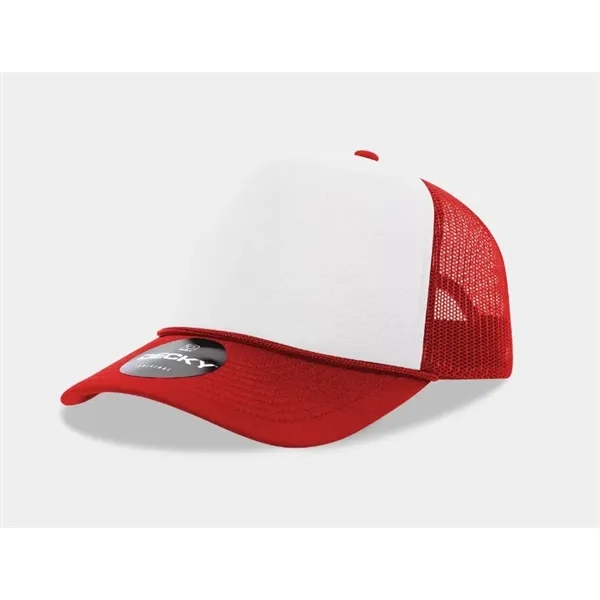 5-panel foam trucker hat with mesh back, curved visor, and snapback... from ASI 72657 Active Life Promo
