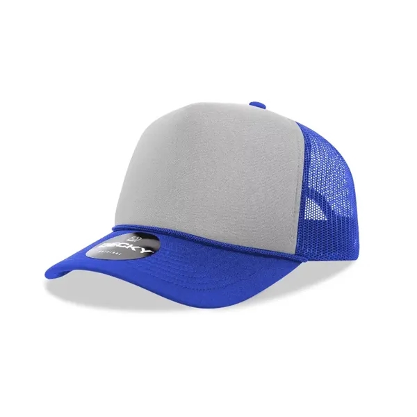5-panel foam trucker hat with mesh back, curved visor, and snapback... from ASI 72657 Active Life Promo
