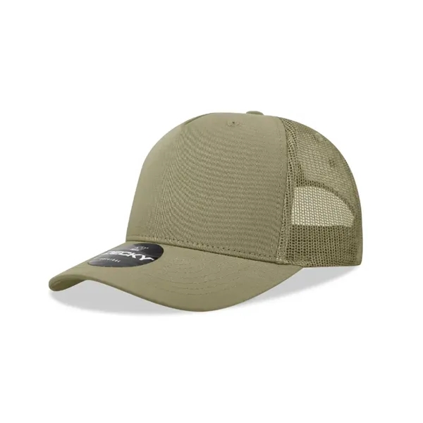 5-panel retro trucker hat with mesh back, pre-curved bill, and snapback... from ASI 72657 Active Life Promo