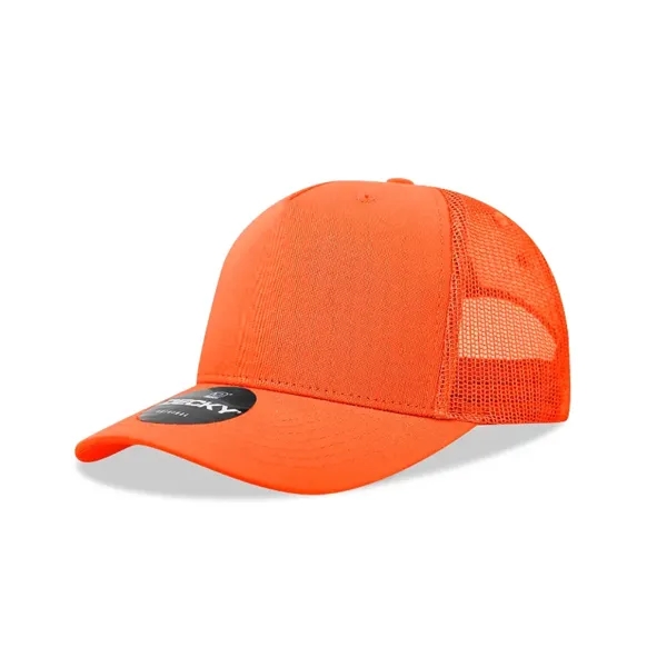 5-panel retro trucker hat with mesh back, pre-curved bill, and snapback... from ASI 72657 Active Life Promo
