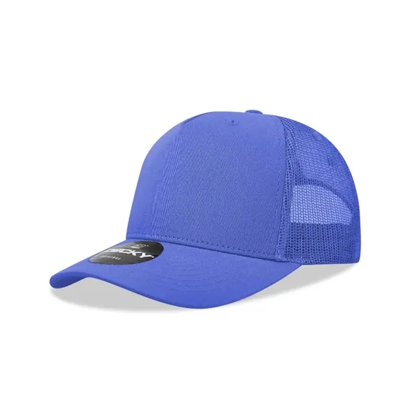 5-panel retro trucker hat with mesh back, pre-curved bill, and snapback... from ASI 72657 Active Life Promo