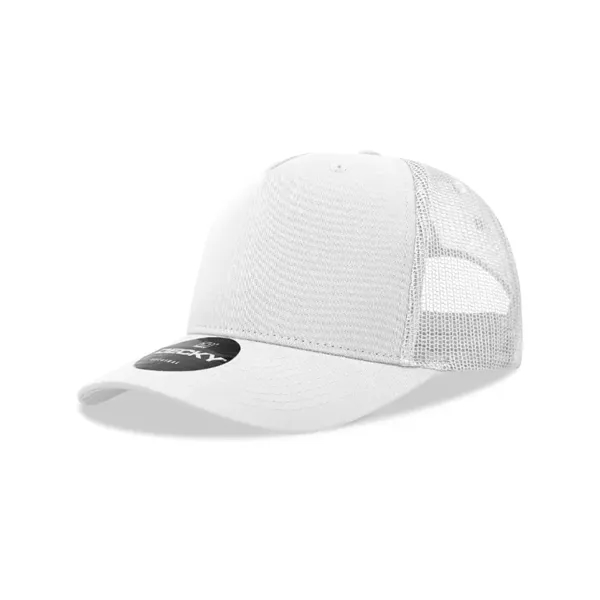 5-panel retro trucker hat with mesh back, pre-curved bill, and snapback... from ASI 72657 Active Life Promo