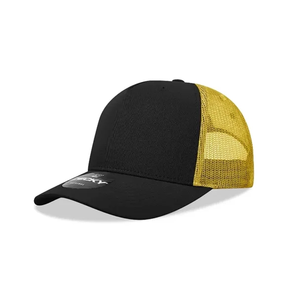 5-panel retro trucker hat with mesh back, pre-curved bill, and snapback... from ASI 72657 Active Life Promo