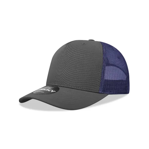 5-panel retro trucker hat with mesh back, pre-curved bill, and snapback... from ASI 72657 Active Life Promo