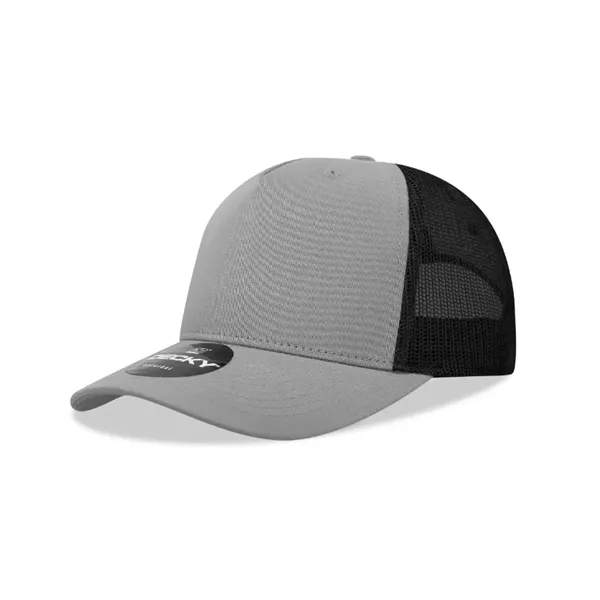 5-panel retro trucker hat with mesh back, pre-curved bill, and snapback... from ASI 72657 Active Life Promo