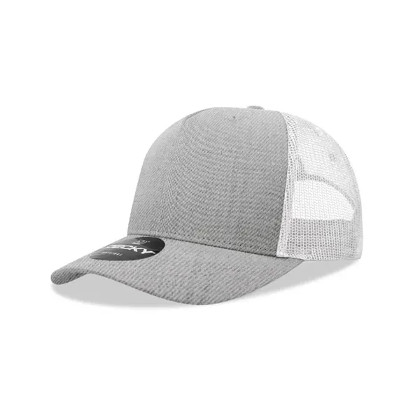 5-panel retro trucker hat with mesh back, pre-curved bill, and snapback... from ASI 72657 Active Life Promo