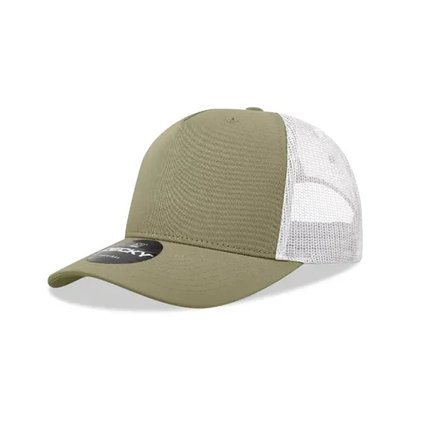 5-panel retro trucker hat with mesh back, pre-curved bill, and snapback... from ASI 72657 Active Life Promo