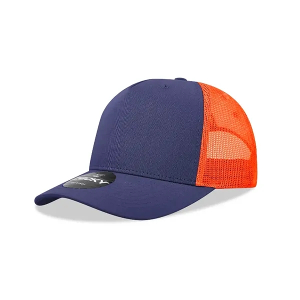 5-panel retro trucker hat with mesh back, pre-curved bill, and snapback... from ASI 72657 Active Life Promo