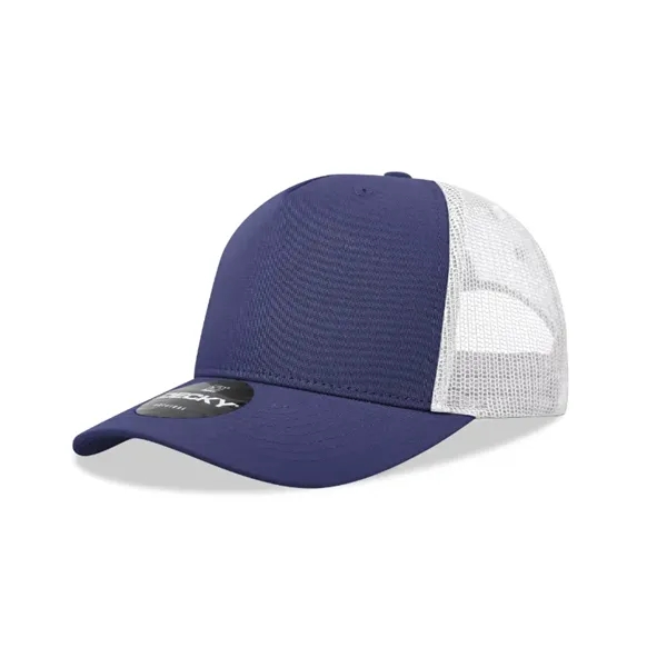 5-panel retro trucker hat with mesh back, pre-curved bill, and snapback... from ASI 72657 Active Life Promo
