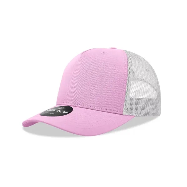 5-panel retro trucker hat with mesh back, pre-curved bill, and snapback... from ASI 72657 Active Life Promo