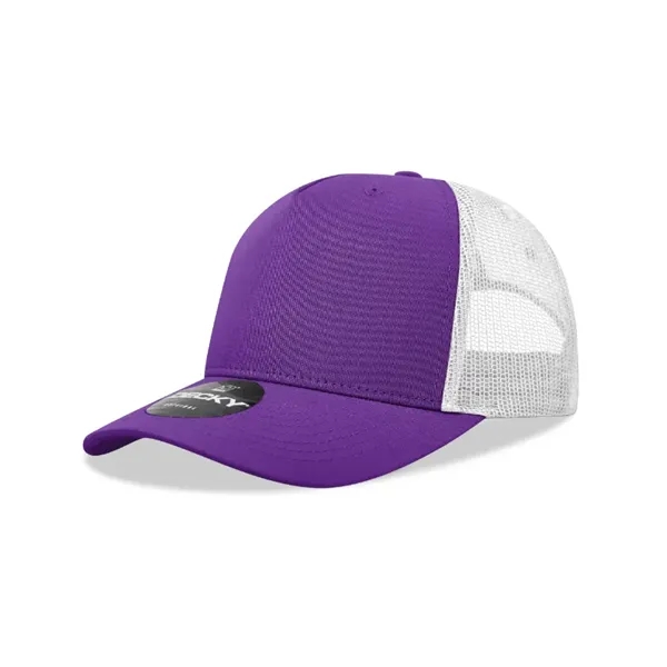 5-panel retro trucker hat with mesh back, pre-curved bill, and snapback... from ASI 72657 Active Life Promo