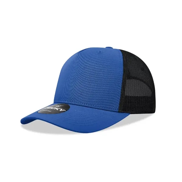 5-panel retro trucker hat with mesh back, pre-curved bill, and snapback... from ASI 72657 Active Life Promo
