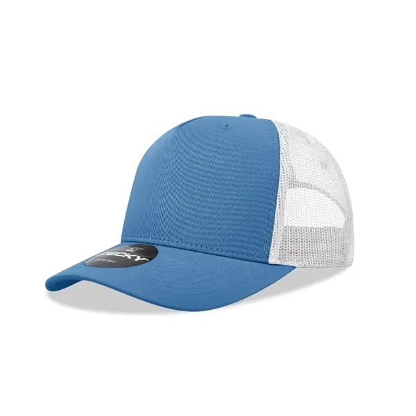 5-panel retro trucker hat with mesh back, pre-curved bill, and snapback... from ASI 72657 Active Life Promo