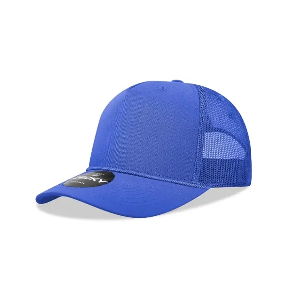 5-panel retro trucker hat with rope, mesh back, pre-curved bill, and... from ASI 72657 Active Life Promo