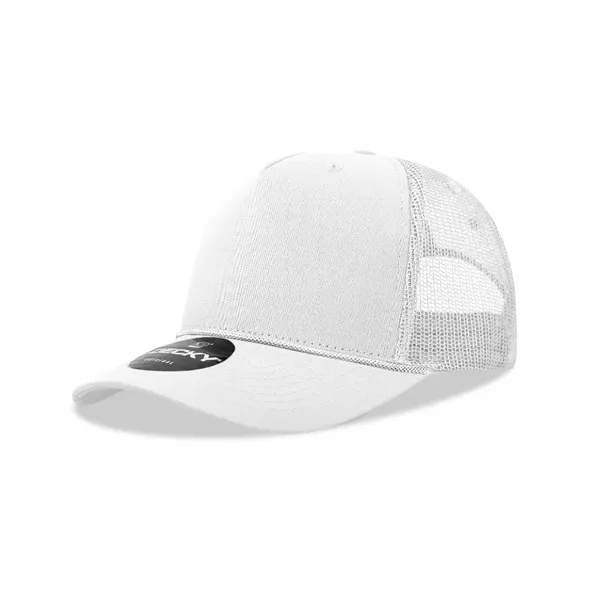 5-panel retro trucker hat with rope, mesh back, pre-curved bill, and... from ASI 72657 Active Life Promo