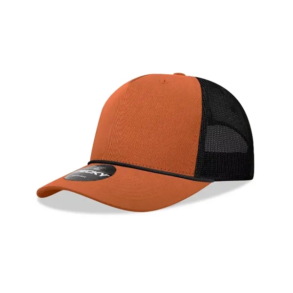 5-panel retro trucker hat with rope, mesh back, pre-curved bill, and... from ASI 72657 Active Life Promo