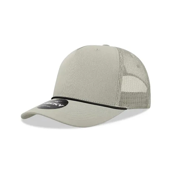 5-panel retro trucker hat with rope, mesh back, pre-curved bill, and... from ASI 72657 Active Life Promo