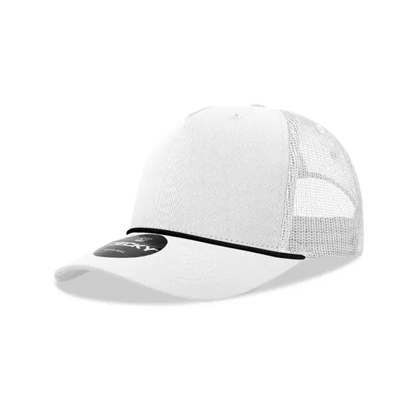 5-panel retro trucker hat with rope, mesh back, pre-curved bill, and... from ASI 72657 Active Life Promo