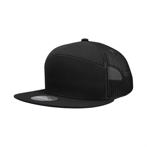 7-panel trucker cap with a flat bill, mesh back, and snapback... from ASI 72657 Active Life Promo