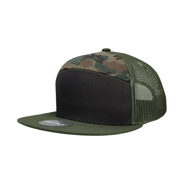 7-panel trucker cap with a flat bill, mesh back, and snapback... from ASI 72657 Active Life Promo