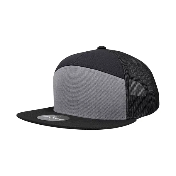 7-panel trucker cap with a flat bill, mesh back, and snapback... from ASI 72657 Active Life Promo