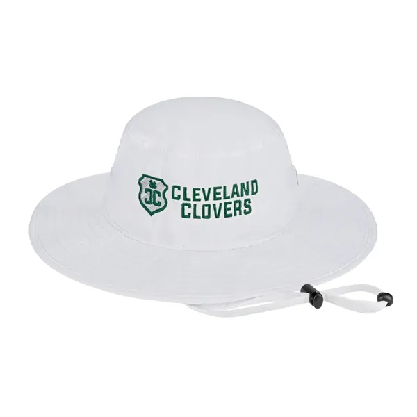 Polyester boonie-style unstructured cap with full brim and corded chin strap.... from ASI 43792 Cap America Inc