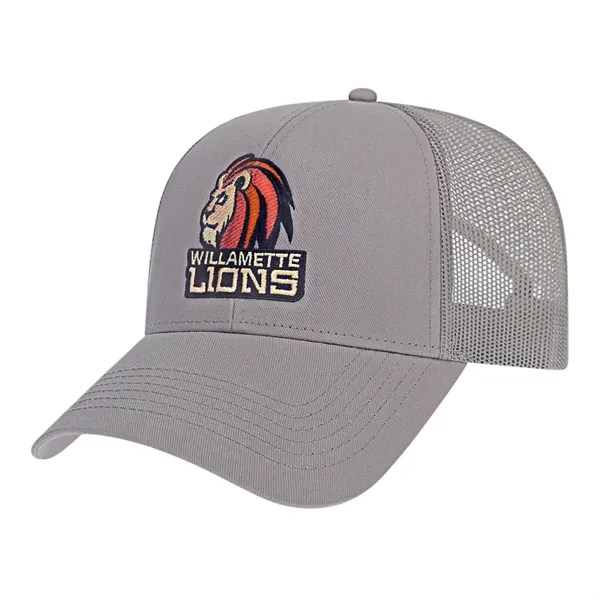 Medium profile six panel structured cotton twill cap with mesh back... from ASI 43792 Cap America Inc