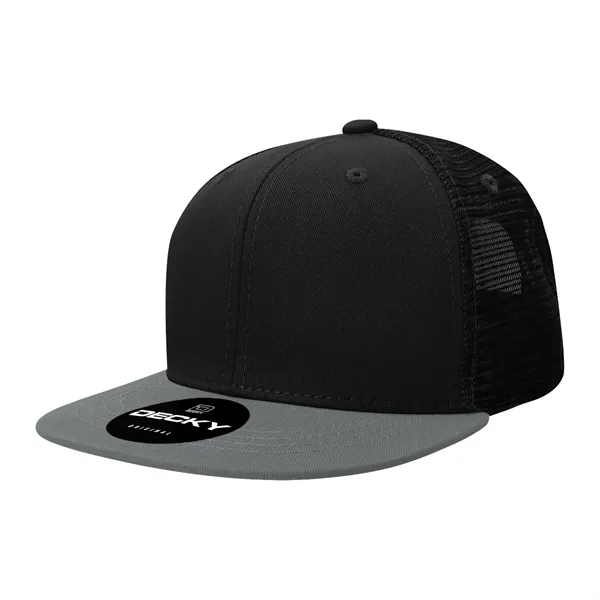 6-panel structured trucker hat with flat bill, insulated mesh panels, and... from ASI 72657 Active Life Promo