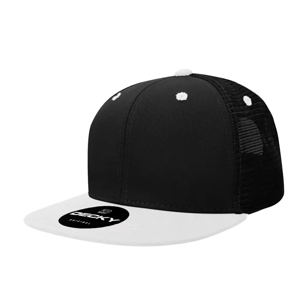 6-panel structured trucker hat with flat bill, insulated mesh panels, and... from ASI 72657 Active Life Promo
