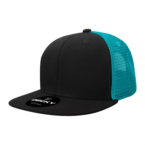 6-panel structured trucker hat with flat bill, insulated mesh panels, and... from ASI 72657 Active Life Promo