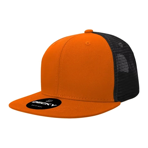 6-panel structured trucker hat with flat bill, insulated mesh panels, and... from ASI 72657 Active Life Promo