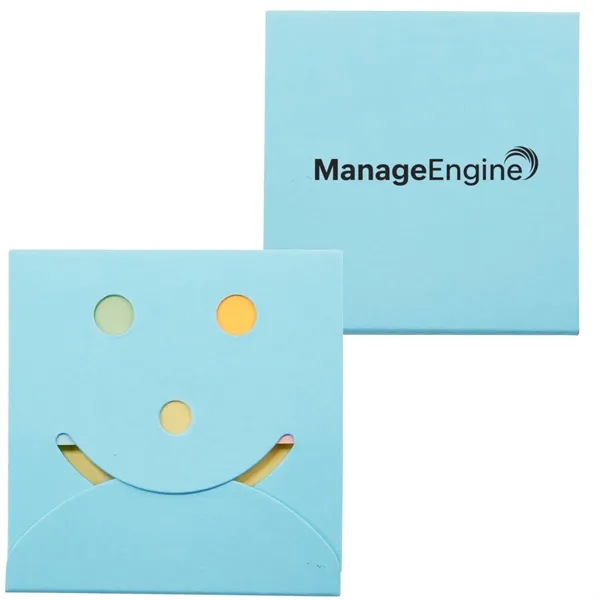 .25" x 3.25" x 3.25" smiley face notebook with yellow sticky... from ASI 63549 Jornik Manufacturing Corp