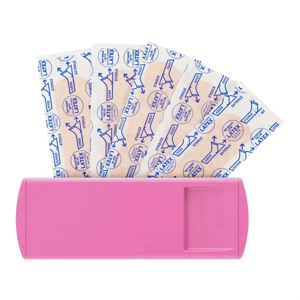 Full color USA made imprinted bandage dispenser with five bandages inside.... from ASI 54040 Fey Promo