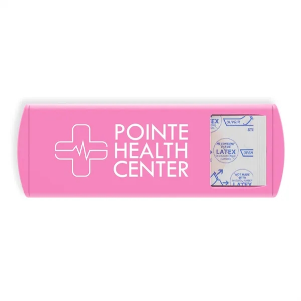 Full color USA made imprinted bandage dispenser with five bandages inside.... from ASI 54040 Fey Promo