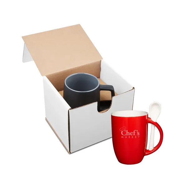 12 oz. ceramic mug with spoon, packaged inside a Kraft gift... from ASI 79530 Prime Line