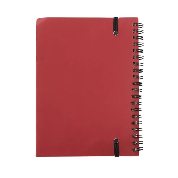 Elastic closure recycled spiral notebook plus 1 color silkscreen imprint on... from ASI 37218 Athena Promo (tm)