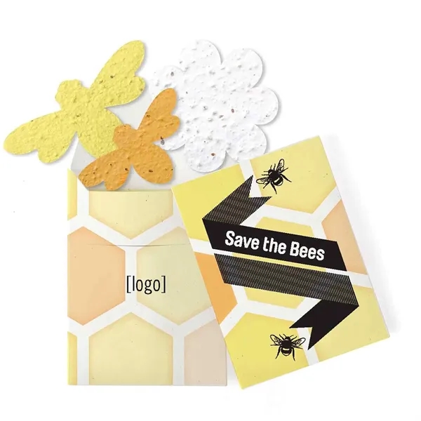 Recycled cardstock sleeve containing 3 die-cut seed paper shapes that will... from ASI 40646 Bloomin Promotions / Bloomin' Promotions™