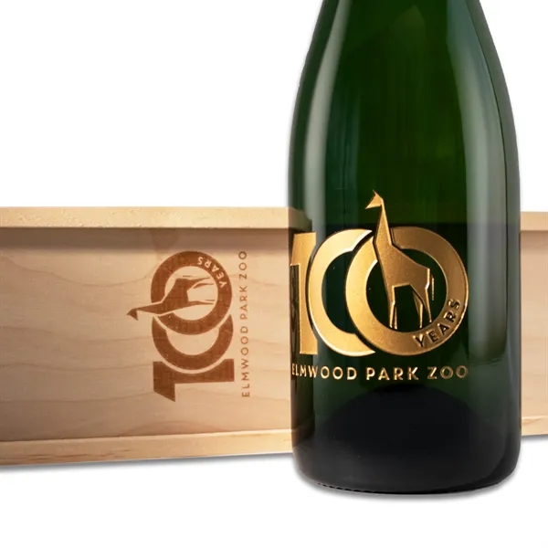 Gift set with a bottle of sparkling wine and slide-top wood... from ASI 30223 A Plus Wine Designs