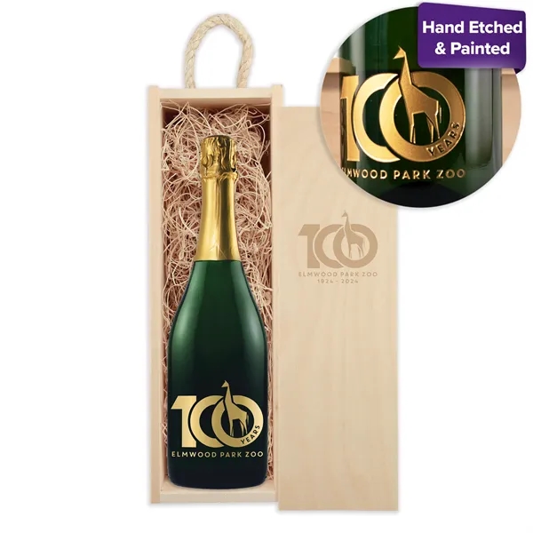 Gift set with a bottle of sparkling wine and slide-top wood... from ASI 30223 A Plus Wine Designs