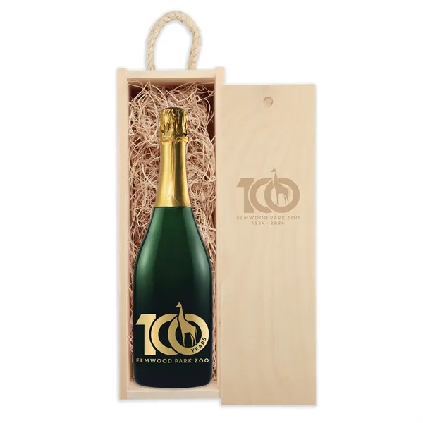 Gift set with a bottle of sparkling wine and slide-top wood... from ASI 30223 A Plus Wine Designs