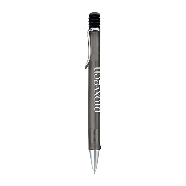 Plunge action ballpoint pen with frosted body and silver pocket clip.... from ASI 31517 Admart Products / Admart Line