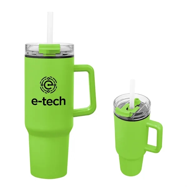 40 ounce stainless steel travel tumbler with a handle, double-wall construction,... from ASI 61125 Hit Promotional Products / Hit®