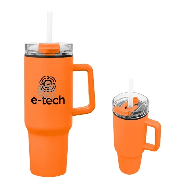 40 ounce stainless steel travel tumbler with a handle, double-wall construction,... from ASI 61125 Hit Promotional Products / Hit®