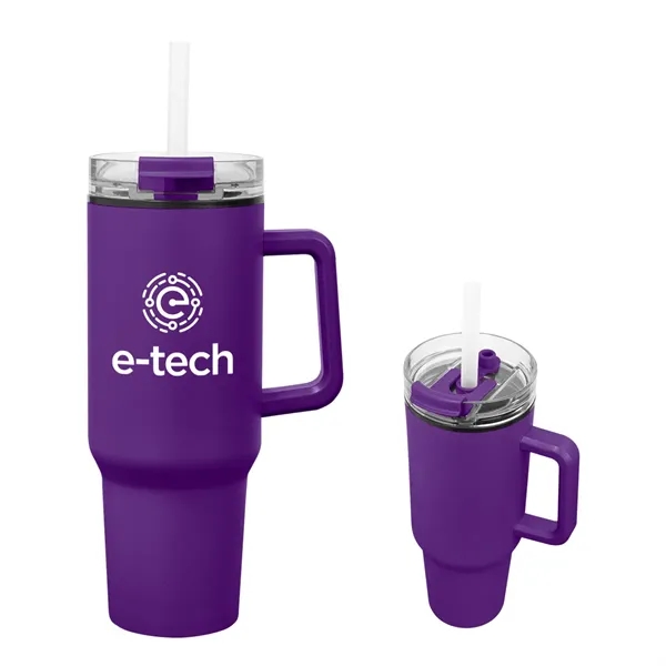 40 ounce stainless steel travel tumbler with a handle, double-wall construction,... from ASI 61125 Hit Promotional Products / Hit®