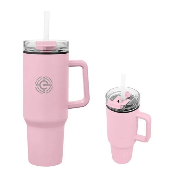 40 ounce stainless steel travel tumbler with a handle, double-wall construction,... from ASI 61125 Hit Promotional Products / Hit®