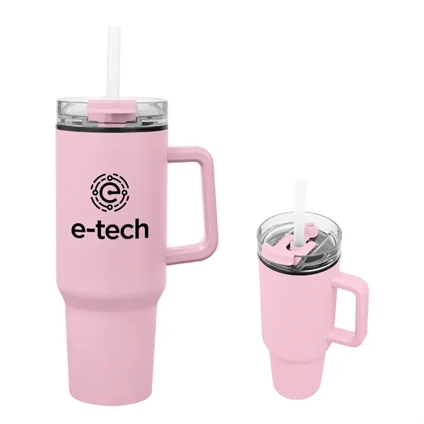 40 ounce stainless steel travel tumbler with a handle, double-wall construction,... from ASI 61125 Hit Promotional Products / Hit®