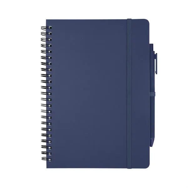Spiral bound notebook with 80 lined pages, plunger action pen, strap... from ASI 61125 Hit Promotional Products / Hit®