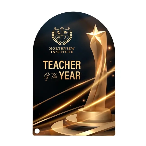 7" acrylic arch rectangle award with pin stand.... from ASI 61125 Hit Promotional Products / Hit®